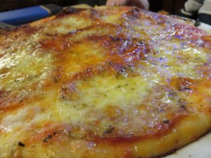 Ric's pizza with salame piccante. Good flavorful salame coudl not save the pizza from the poor crust, 